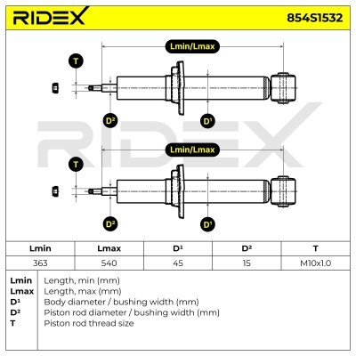 Stoßdämpfer RIDEX 854S1532 854S1532 - foto 6