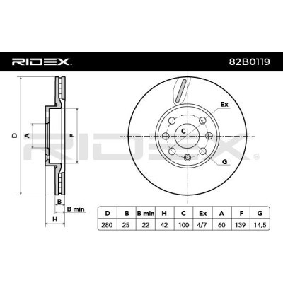 Bremsscheibe RIDEX 82B0119 82B0119 - foto 6