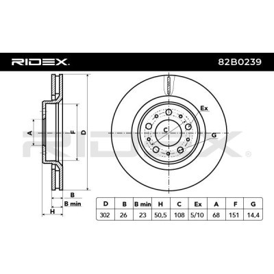 Bremsscheibe RIDEX 82B0239 82B0239 - foto 4