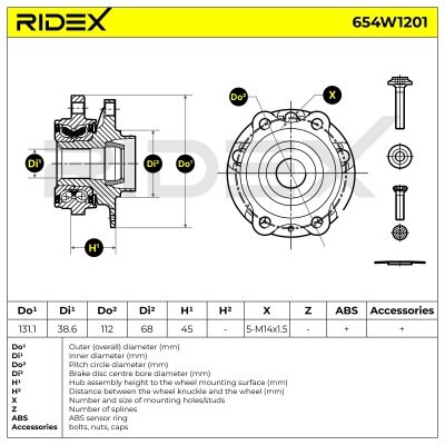 Radlagersatz RIDEX 654W1201 654W1201 - foto 9