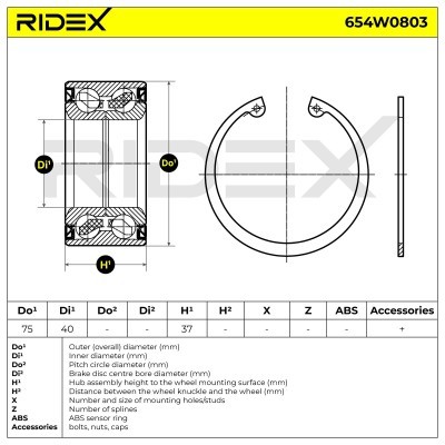 Radlager RIDEX 654W0803 654W0803 - foto 5