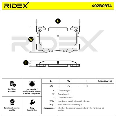 Bremsbeläge Satz RIDEX 402B0974 402B0974 - foto 5