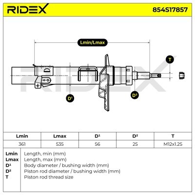 Stoßdämpfer RIDEX 854S17857 854S17857 - foto 8