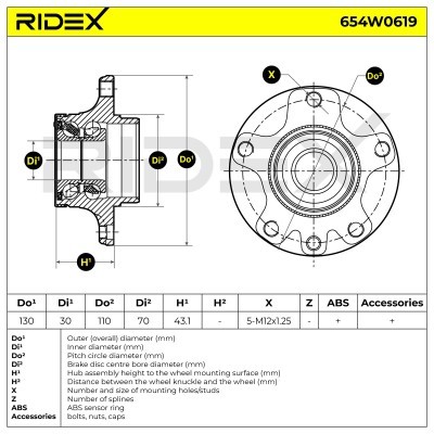 Radlager RIDEX 654W0619 654W0619 - foto 5