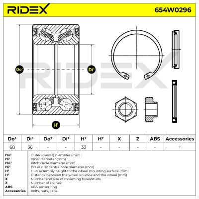 Radlager RIDEX 654W0296 654W0296 - foto 3