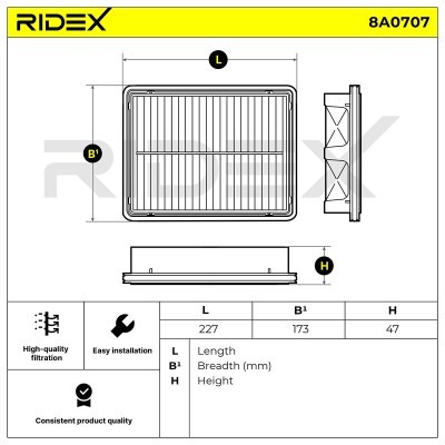 Luftfilter RIDEX 8A0707 8A0707 - foto 6