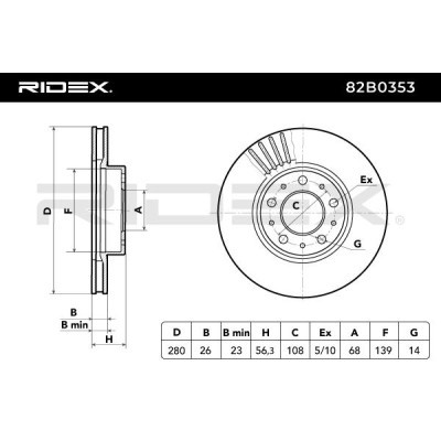 Bremsscheibe RIDEX 82B0353 82B0353 - foto 5