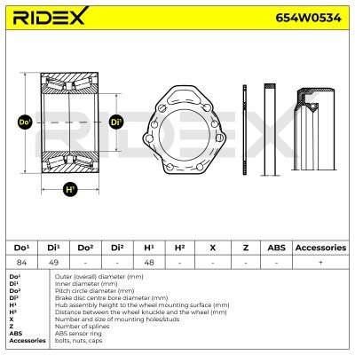 Radlager RIDEX 654W0534 654W0534 - foto 2