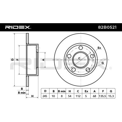 Bremsscheibe RIDEX 82B0521 82B0521 - foto 3