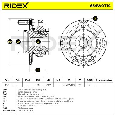 Radlager RIDEX 654W0714 654W0714 - foto 7