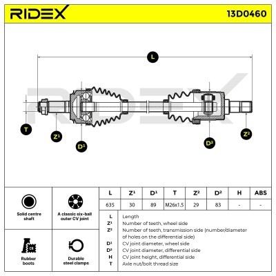 Antriebswelle RIDEX 13D0460 13D0460 - foto 7