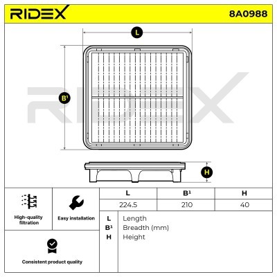 Luftfilter RIDEX 8A0988 8A0988 - foto 6