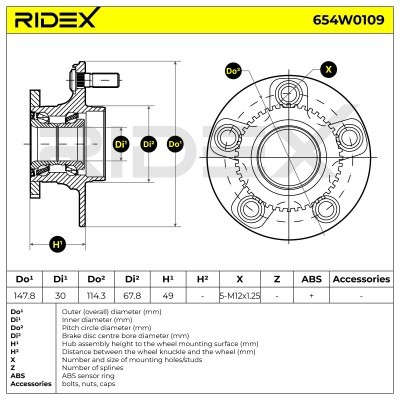 Radlager RIDEX 654W0109 654W0109 - foto 5