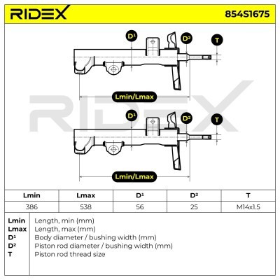 Stoßdämpfer RIDEX 854S1675 854S1675 - foto 8