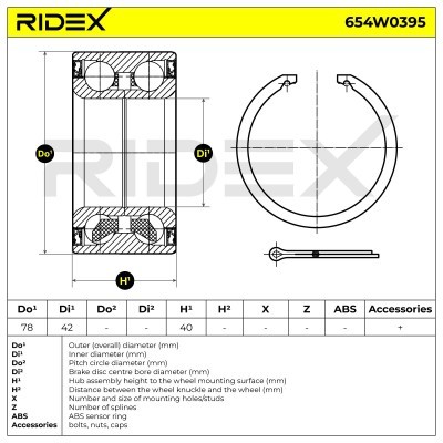 Radlager RIDEX 654W0395 654W0395 - foto 3