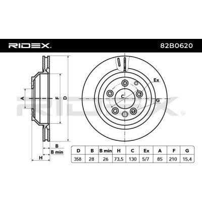 Bremsscheibe RIDEX 82B0620 82B0620 - foto 7