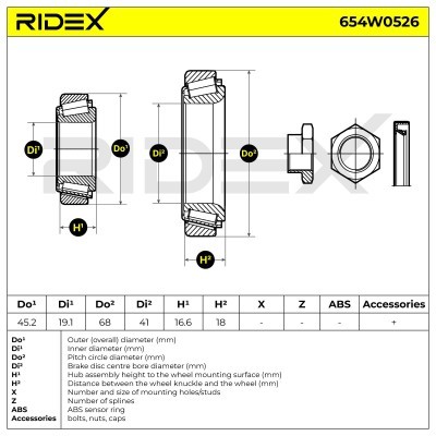 Radlager RIDEX 654W0526 654W0526 - foto 6
