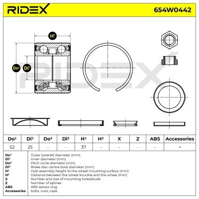 Radlager RIDEX 654W0442 654W0442 - foto 5
