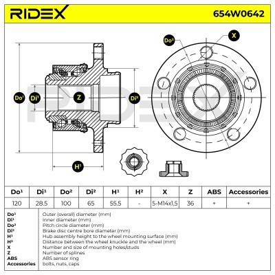Radlager RIDEX 654W0642 654W0642 - foto 5