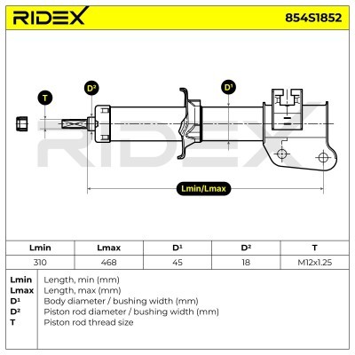 Stoßdämpfer RIDEX 854S1852 854S1852 - foto 7