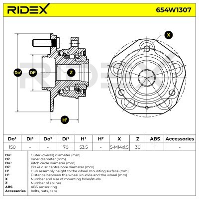 Radlager RIDEX 654W1307 654W1307 - foto 6