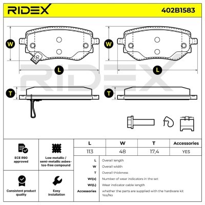 Bremsbeläge Satz RIDEX 402B1583 402B1583 - foto 6