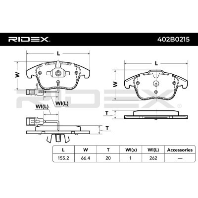 Bremsbeläge Satz RIDEX 402B0215 402B0215 - foto 2