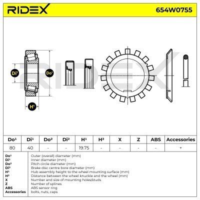 Radlager RIDEX 654W0755 654W0755 - foto 6