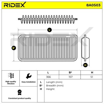 Luftfilter RIDEX 8A0503 8A0503 - foto 6