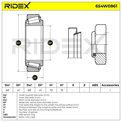 Radlager RIDEX 654W0861 654W0861 - foto 8
