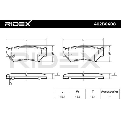 Bremsbeläge Satz RIDEX 402B0408 402B0408 - foto 8