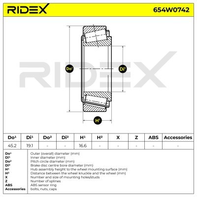 Radlager RIDEX 654W0742 654W0742 - foto 5