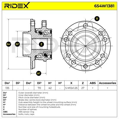 Radlager RIDEX 654W1381 654W1381 - foto 9