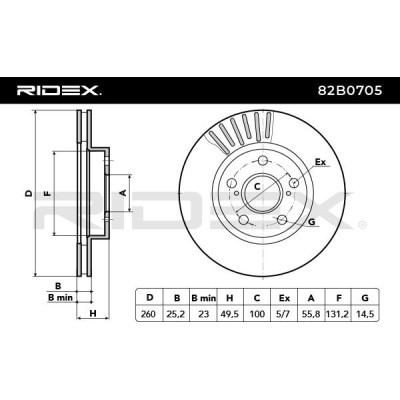 Bremsscheibe RIDEX 82B0705 82B0705 - foto 5
