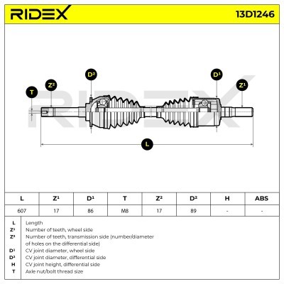 Antriebswelle RIDEX 13D1246 13D1246 - foto 7