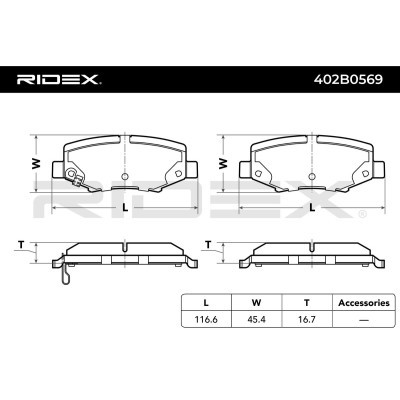 Bremsbeläge Satz RIDEX 402B0569 402B0569 - foto 6