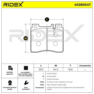 Bremsbeläge Satz RIDEX 402B0547 402B0547 - foto 8