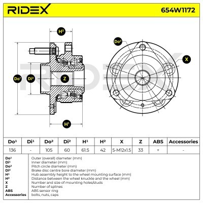 Radlager RIDEX 654W1172 654W1172 - foto 6