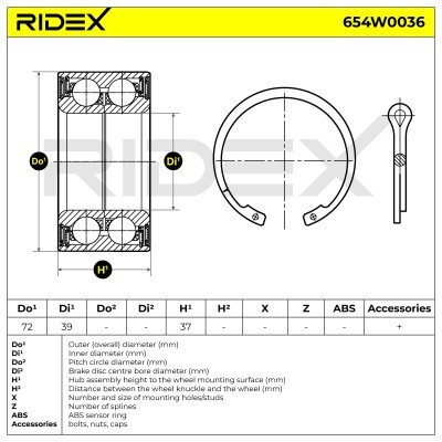 Radlager RIDEX 654W0036 654W0036 - foto 3