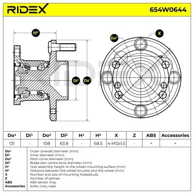 Radlager RIDEX 654W0644 654W0644 - foto 5