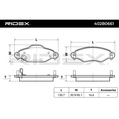 Bremsbeläge Satz RIDEX 402B0661 402B0661 - foto 3