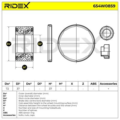 Radlager RIDEX 654W0859 654W0859 - foto 5