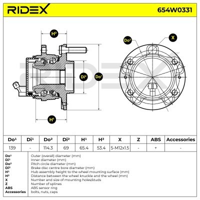 Radlager RIDEX 654W0331 654W0331 - foto 6