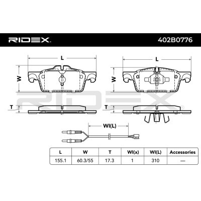 Bremsbeläge Satz RIDEX 402B0776 402B0776 - foto 3