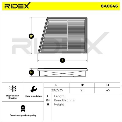 Luftfilter RIDEX 8A0646 8A0646 - foto 6