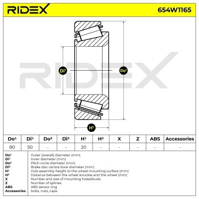 Radlager RIDEX 654W1165 654W1165 - foto 5
