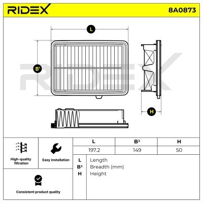 Luftfilter RIDEX 8A0873 8A0873 - foto 6