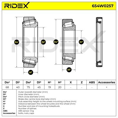 Radlager RIDEX 654W0257 654W0257 - foto 6