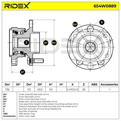 Radlager RIDEX 654W0889 654W0889 - foto 6