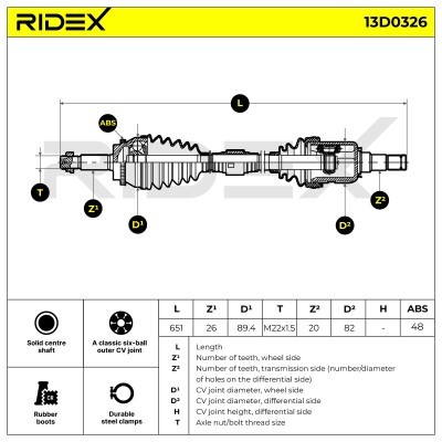 Antriebswelle RIDEX 13D0326 13D0326 - foto 7